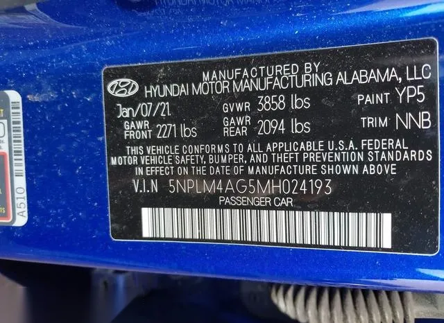 5NPLM4AG5MH024193 2021 2021 Hyundai Elantra- Sel 9