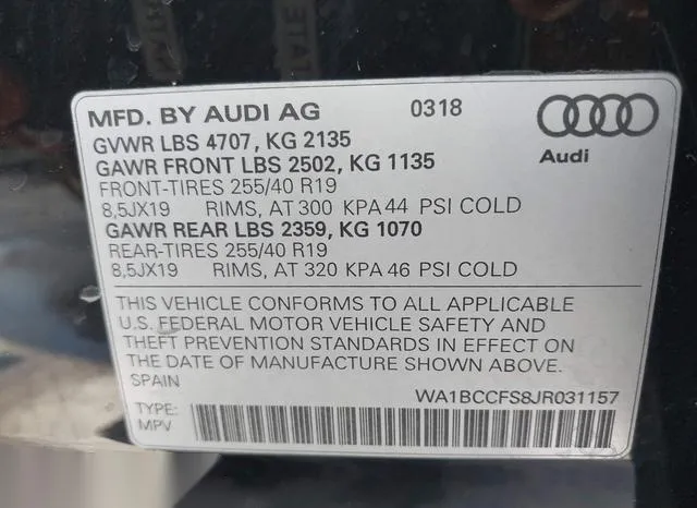 WA1BCCFS8JR031157 2018 2018 Audi Q3- 2-0T Premium/2-0T Spor 9