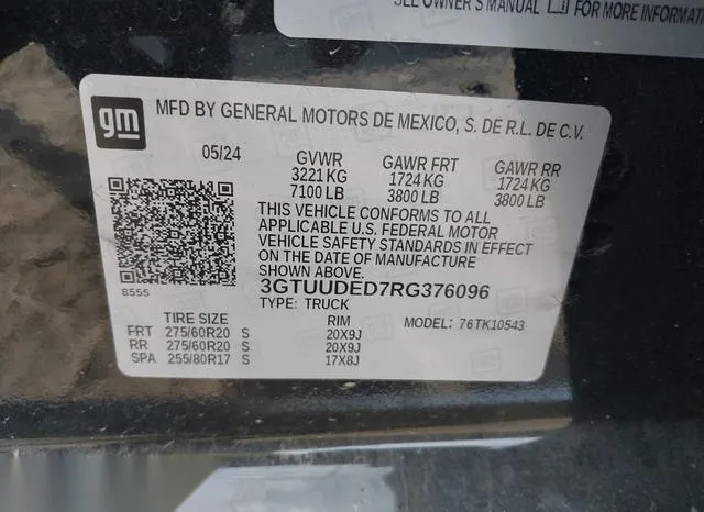 3GTUUDED7RG376096 2024 2024 GMC Sierra- 1500 4Wd  Short Box 9