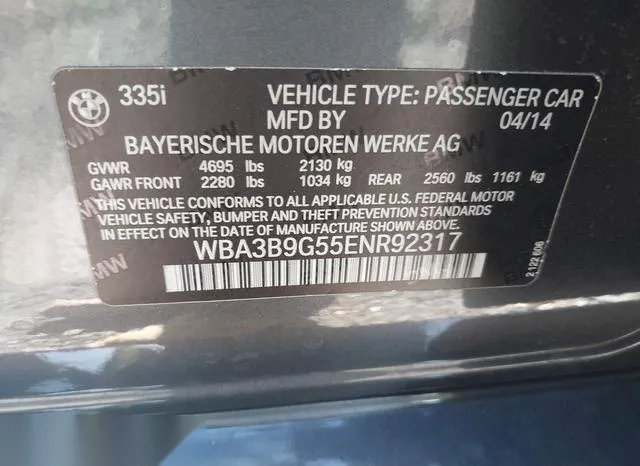 WBA3B9G55ENR92317 2014 2014 BMW 3 Series- 335I Xdrive 9