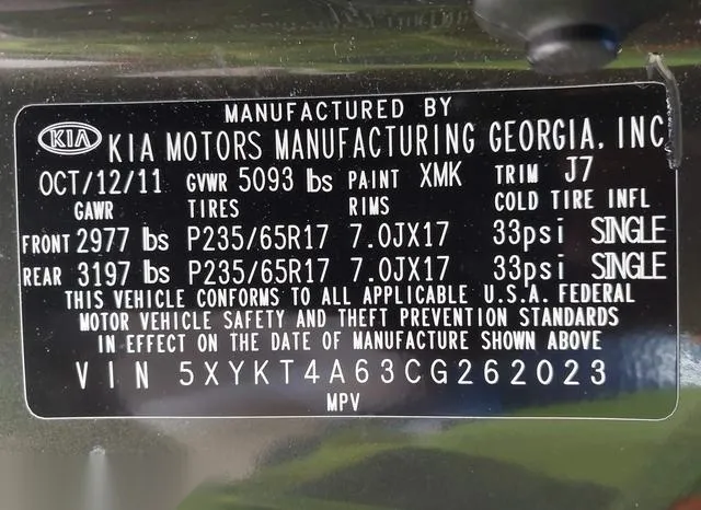 5XYKT4A63CG262023 2012 2012 KIA Sorento- LX 9