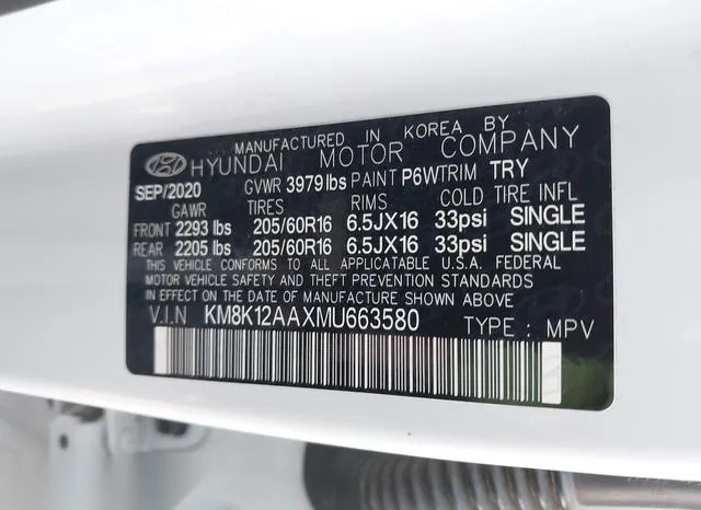 KM8K12AAXMU663580 2021 2021 Hyundai Kona- SE 9