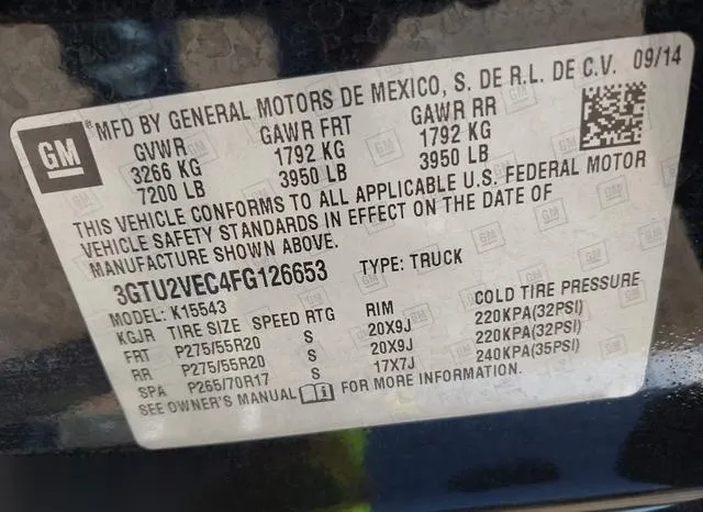 3GTU2VEC4FG126653 2015 2015 GMC Sierra- 1500 Slt 9