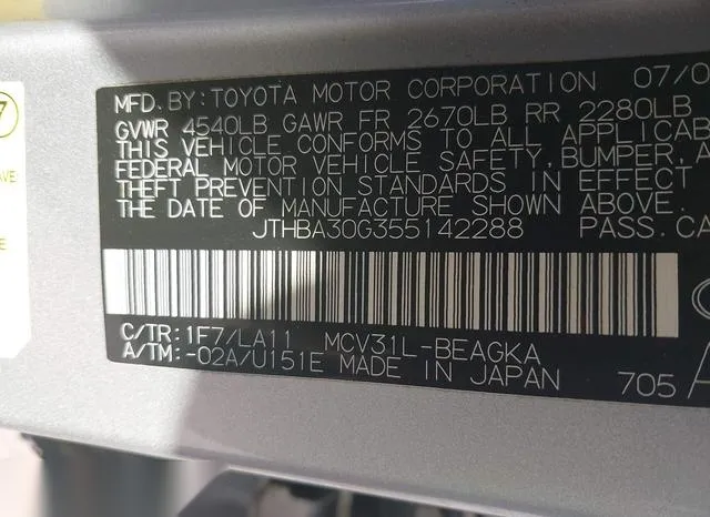 JTHBA30G355142288 2005 2005 Lexus ES- 330 9