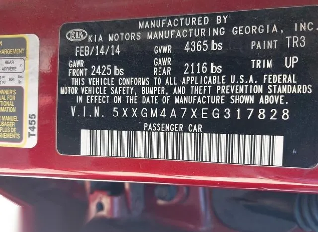 5XXGM4A7XEG317828 2014 2014 KIA Optima- LX 9