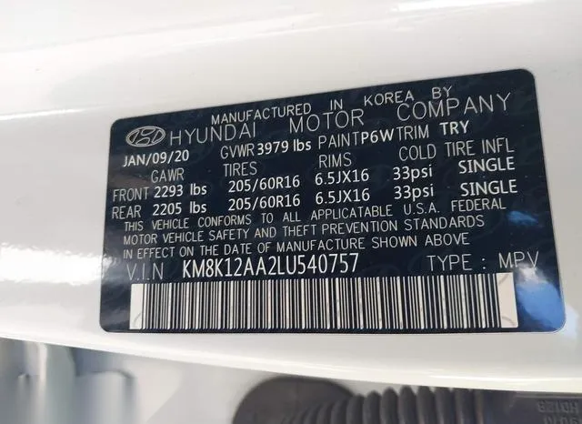 KM8K12AA2LU540757 2020 2020 Hyundai Kona- SE 9