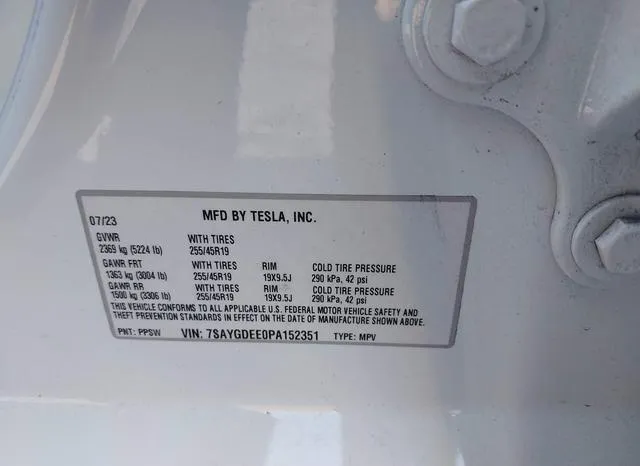 7SAYGDEE0PA152351 2023 2023 Tesla Model Y- Awd/Long Range D 9