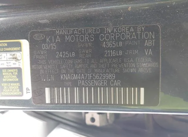 KNAGM4A71F5629989 2015 2015 KIA Optima- LX 9