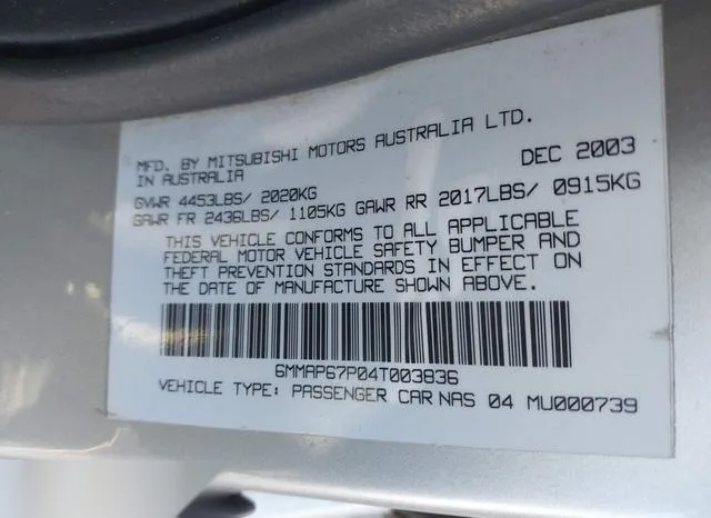 6MMAP67P04T003836 2004 2004 Mitsubishi Diamante- LS 9