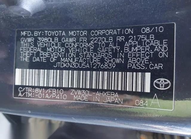 JTDKN3DU5A1276839 2010 2010 Toyota Prius- II 9