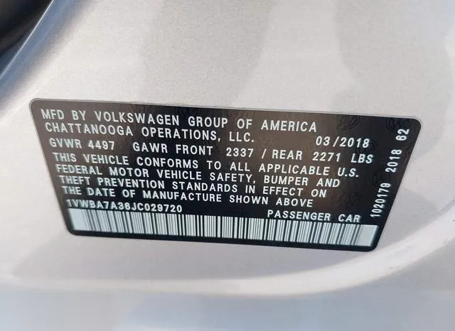 1VWBA7A36JC029720 2018 2018 Volkswagen Passat- 2-0T Se 9