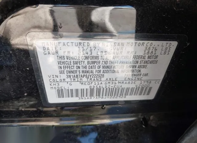 3N1AB7AP8JY222928 2018 2018 Nissan Sentra- SV 9