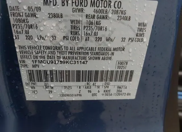 1FMCU93759KC31147 2009 2009 Ford Escape- Xlt 9