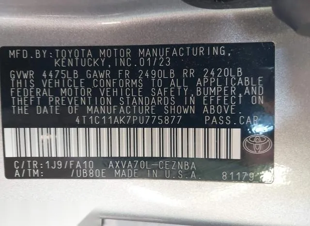 4T1C11AK7PU775877 2023 2023 Toyota Camry- LE 9