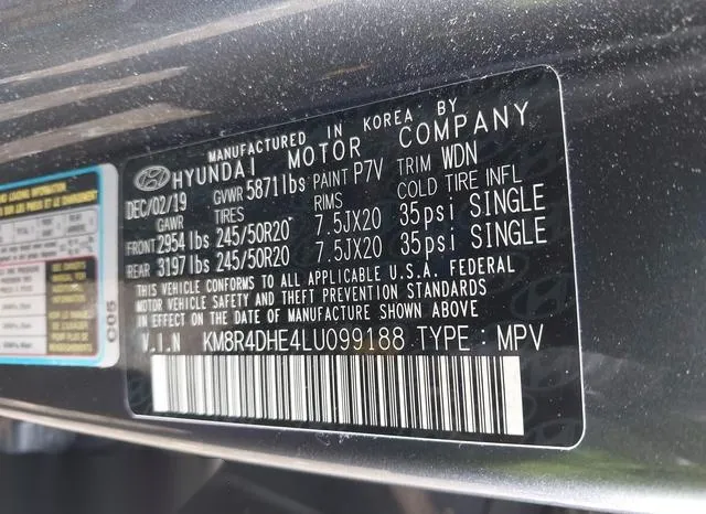 KM8R4DHE4LU099188 2020 2020 Hyundai Palisade- Sel 9