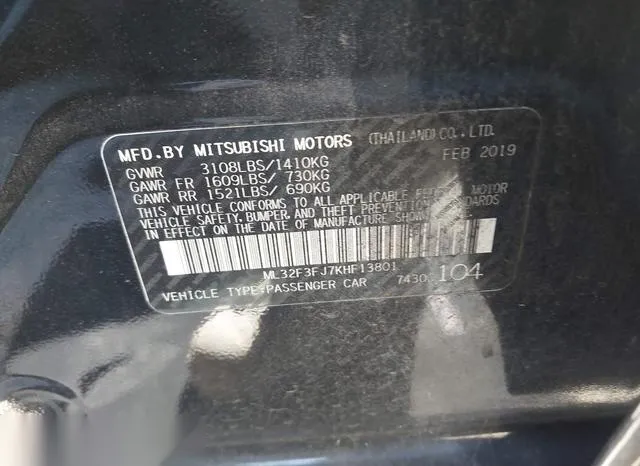 ML32F3FJ7KHF13801 2019 2019 Mitsubishi Mirage- G4 ES 9