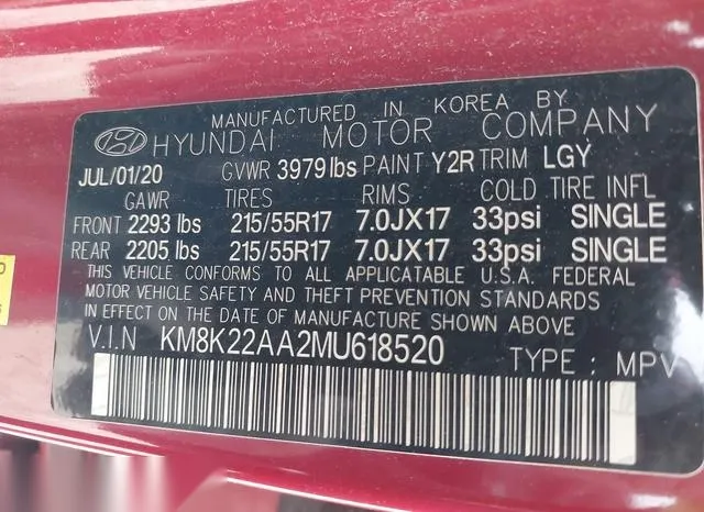 KM8K22AA2MU618520 2021 2021 Hyundai Kona- Sel 9