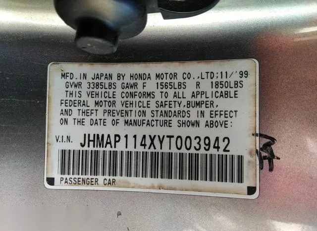 JHMAP114XYT003942 2000 2000 Honda S2000 9