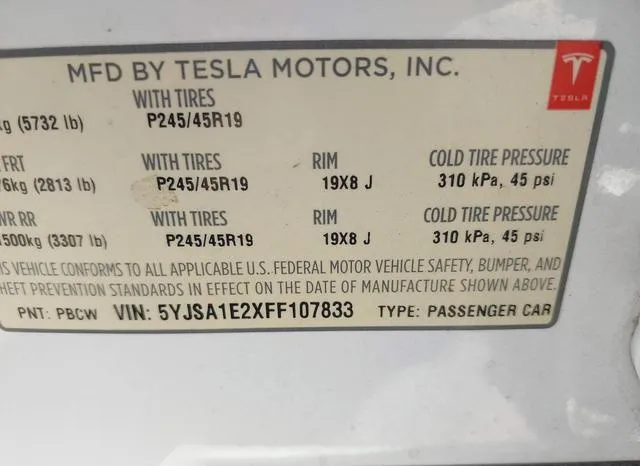 5YJSA1E2XFF107833 2015 2015 Tesla Model S- 70D/85D/P85D 9