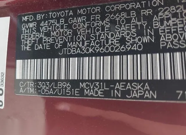 JTDBA30K960026940 2006 2006 Toyota Camry- Se V6 9