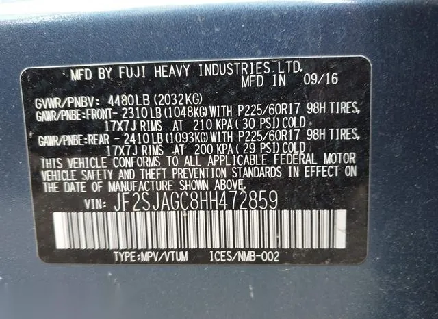 JF2SJAGC8HH472859 2017 2017 Subaru Forester- 2-5I Premium 9