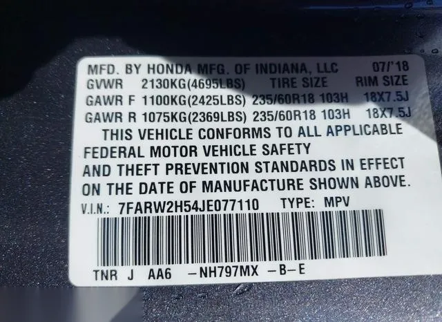 7FARW2H54JE077110 2018 2018 Honda CR-V- EX 9