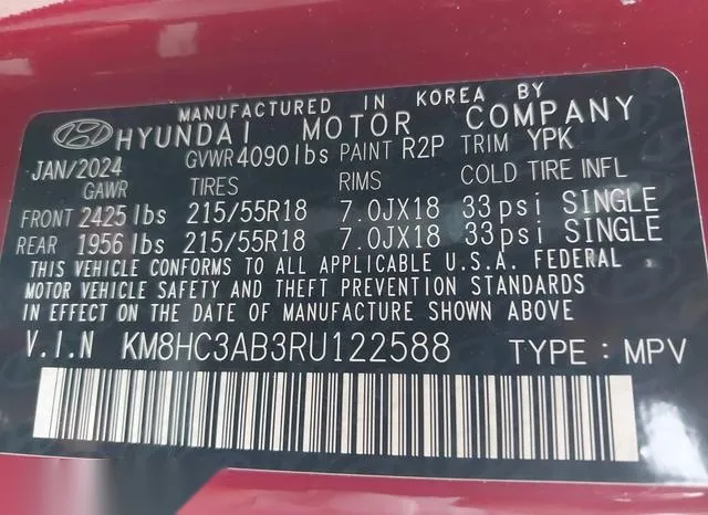 KM8HC3AB3RU122588 2024 2024 Hyundai Kona- Sel 9