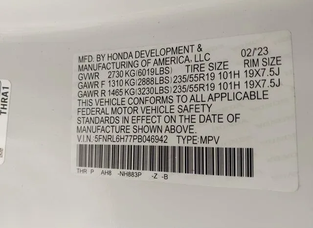 5FNRL6H77PB046942 2023 2023 Honda Odyssey- Sport 9