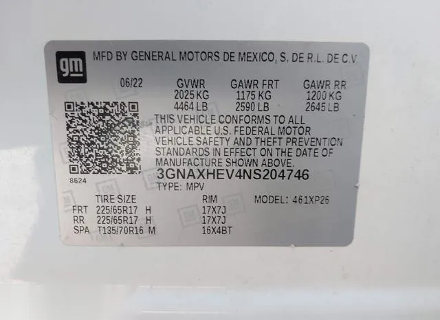 3GNAXHEV4NS204746 2022 2022 Chevrolet Equinox- Fwd Ls 9