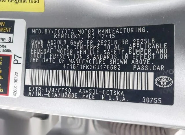 4T1BF1FK2GU176682 2016 2016 Toyota Camry- SE 9