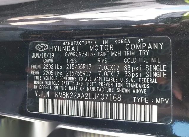 KM8K22AA2LU407168 2020 2020 Hyundai Kona- Sel 9