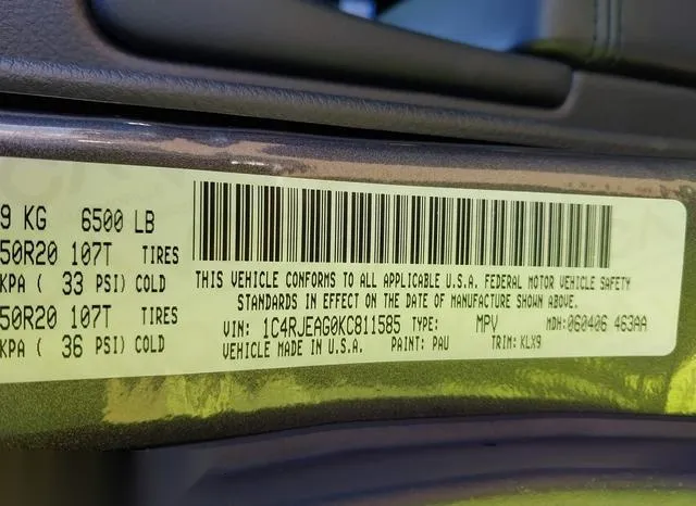 1C4RJEAG0KC811585 2019 2019 Jeep Grand Cherokee- Altitude 4X2 9