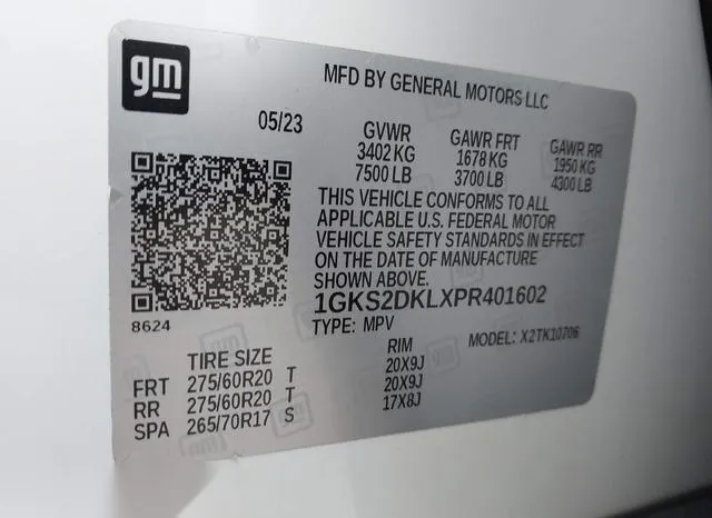 1GKS2DKLXPR401602 2023 2023 GMC Yukon- 4Wd Denali 9