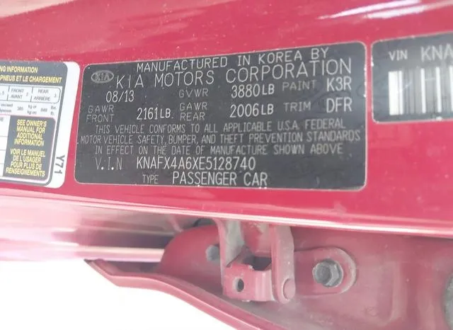 KNAFX4A6XE5128740 2014 2014 KIA Forte- LX 9