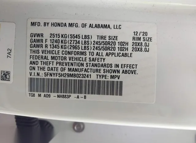 5FNYF5H29MB023241 2021 2021 Honda Pilot- 2Wd Special Edition 9