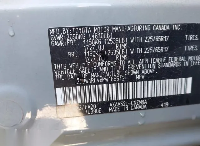 2T3W1RFV8MW166542 2021 2021 Toyota RAV4- Xle 9