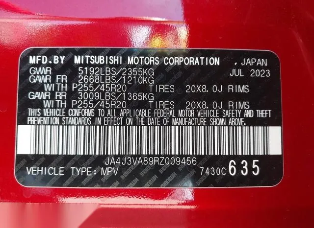 JA4J3VA89RZ009456 2024 2024 Mitsubishi Outlander- Se 2-5 2Wd 9