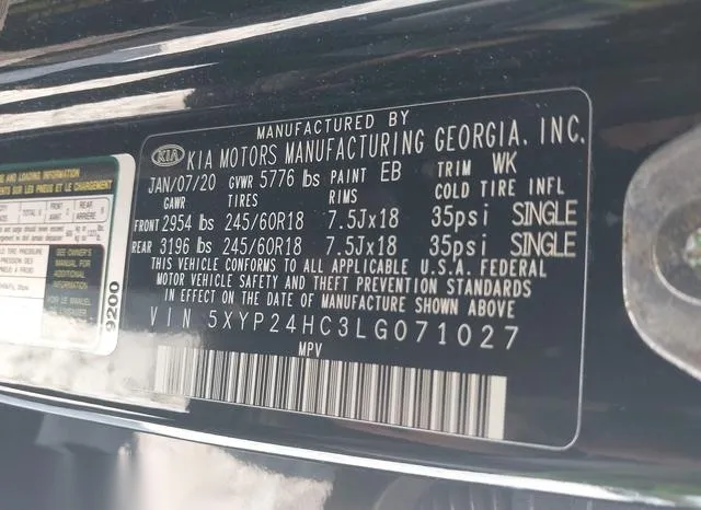 5XYP24HC3LG071027 2020 2020 KIA Telluride- LX 9