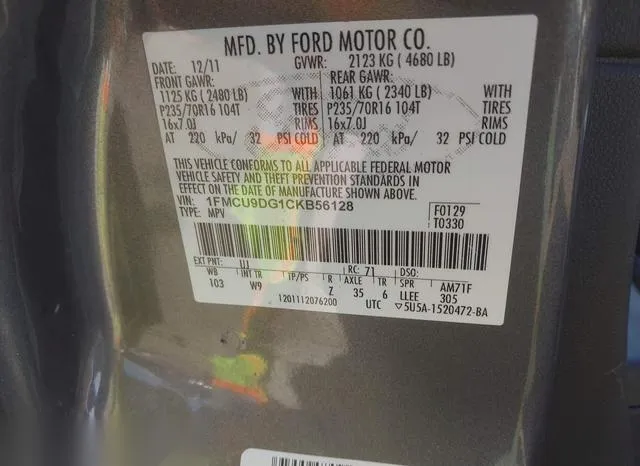 1FMCU9DG1CKB56128 2012 2012 Ford Escape- Xlt 9