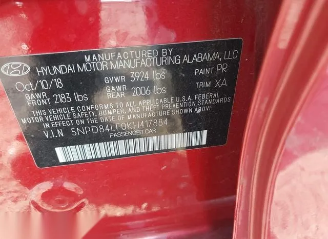 5NPD84LF0KH417884 2019 2019 Hyundai Elantra- Sel 9