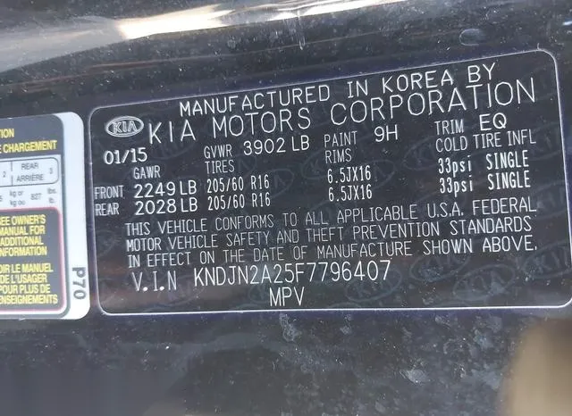 KNDJN2A25F7796407 2015 2015 KIA Soul 9