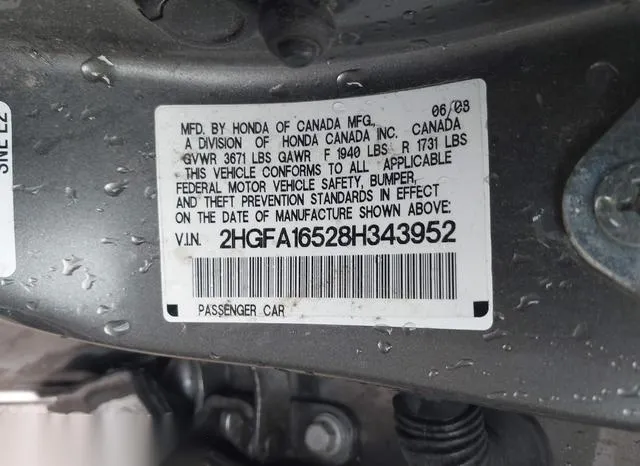 2HGFA16528H343952 2008 2008 Honda Civic- LX 9