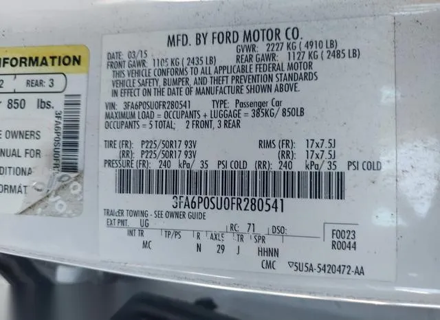 3FA6P0SU0FR280541 2015 2015 Ford Fusion- Energi Titanium 9