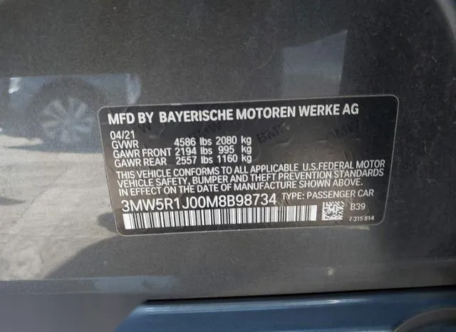 3MW5R1J00M8B98734 2021 2021 BMW 3 Series- 330I 9