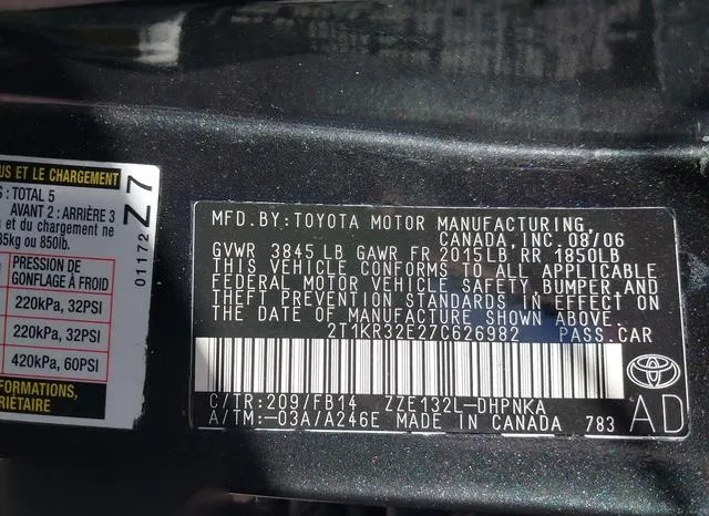 2T1KR32E27C626982 2007 2007 Toyota Matrix- XR 9