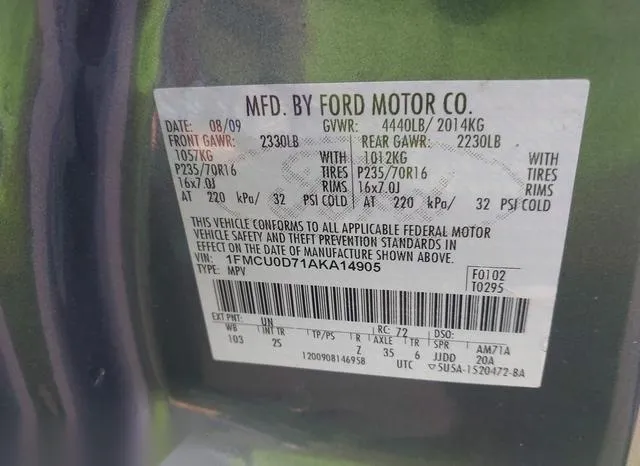 1FMCU0D71AKA14905 2010 2010 Ford Escape- Xlt 9