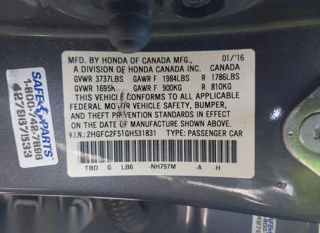 2HGFC2F51GH531831 2016 2016 Honda Civic- LX 9