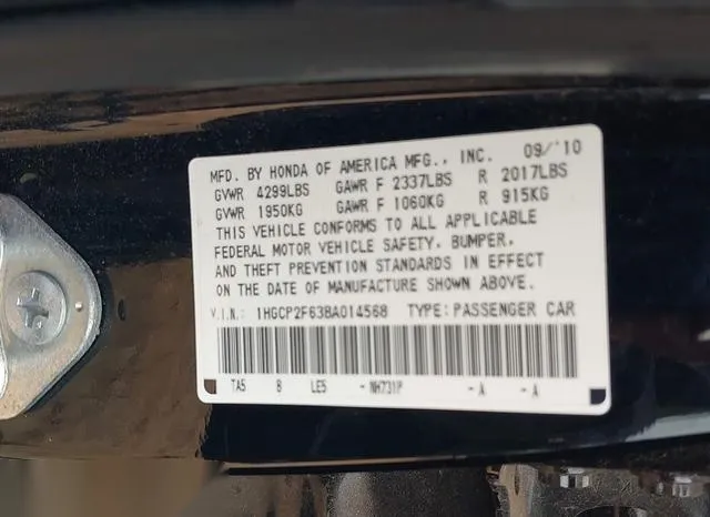 1HGCP2F63BA014568 2011 2011 Honda Accord- 2-4 SE 9