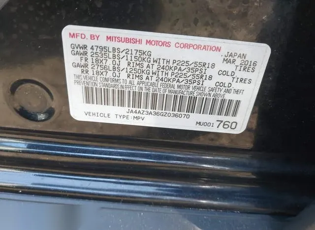 JA4AZ3A36GZ036070 2016 2016 Mitsubishi Outlander- Sel 9