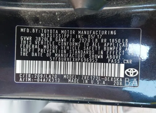 5YFBURHEXHP696952 2017 2017 Toyota Corolla- Xse 9